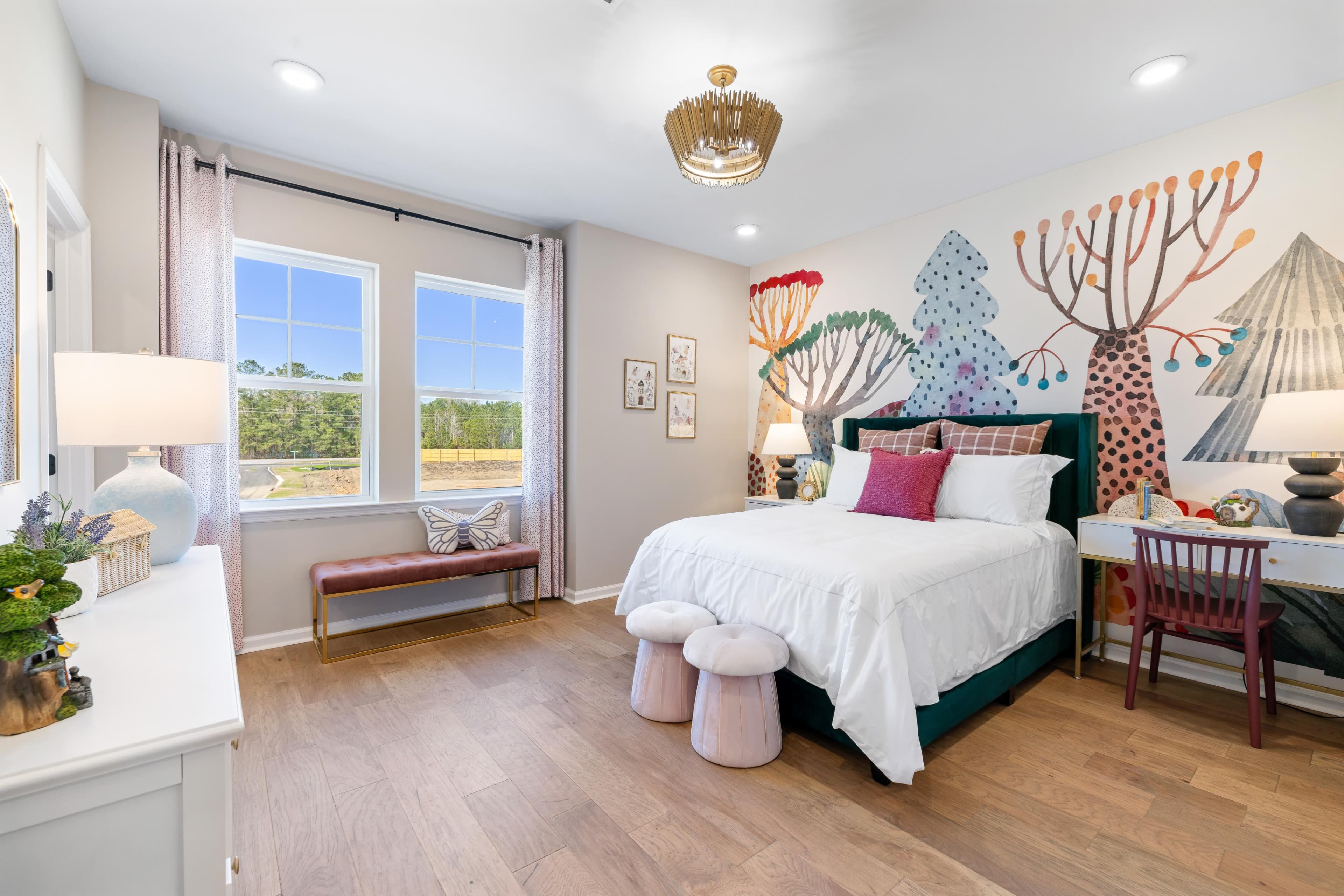 bedroom with hardwood flooring and window