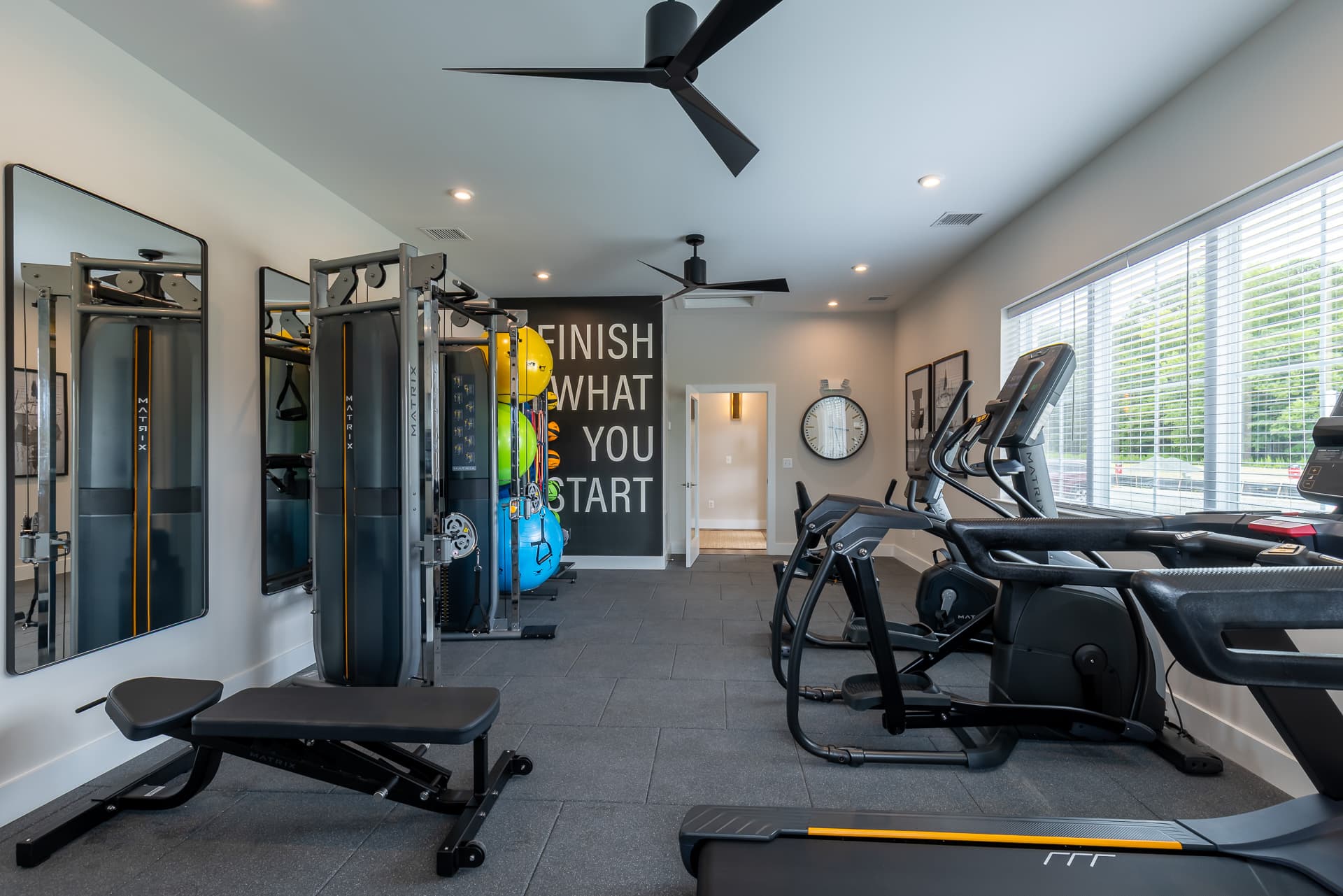 fitness center with multiple machines