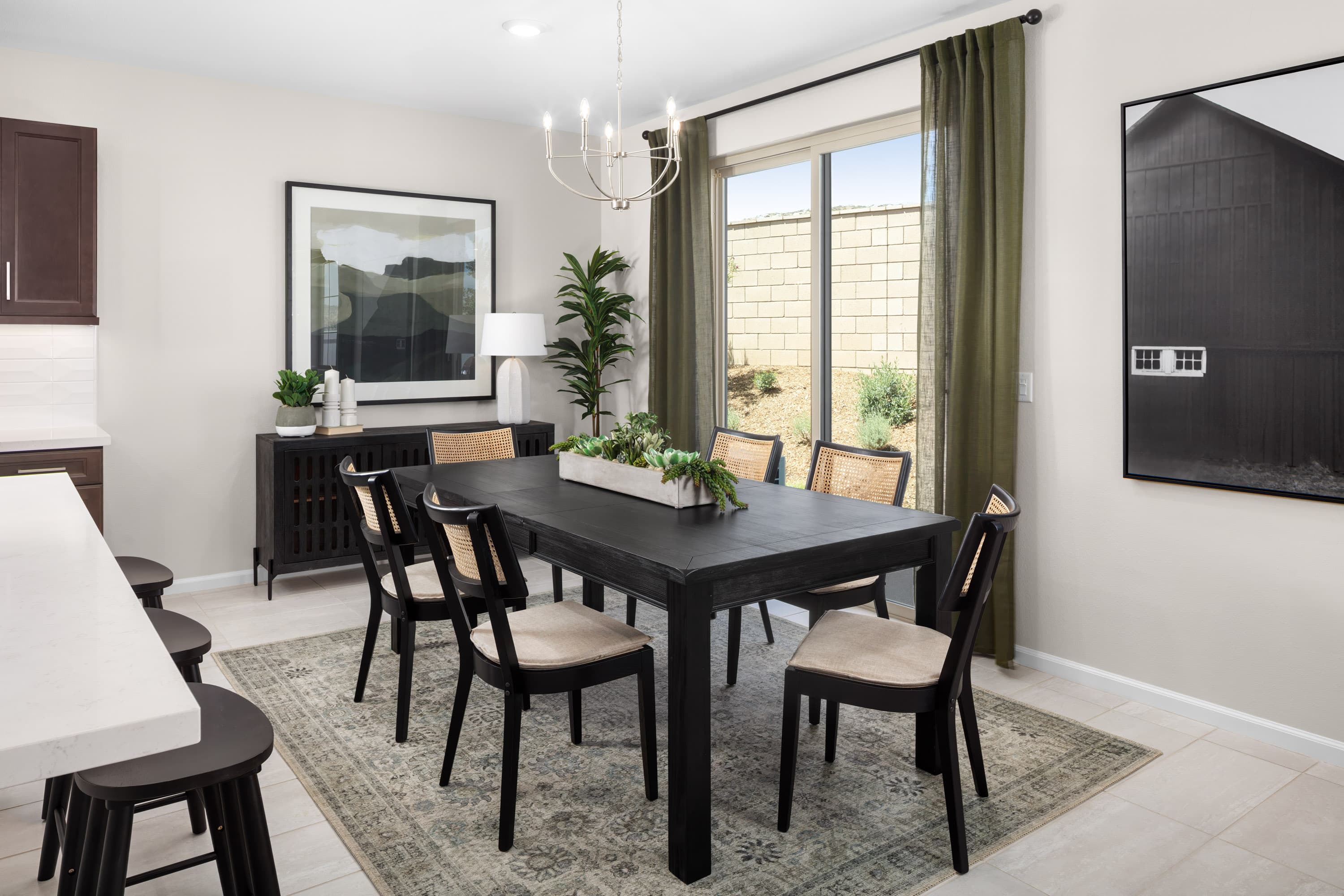 dining room with black dining set