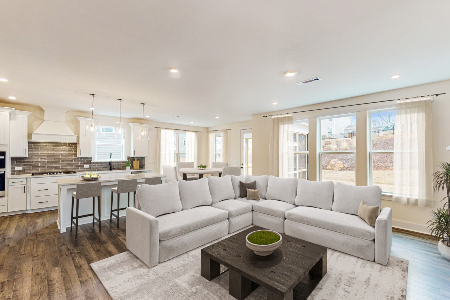 room with large sectional sofa 
