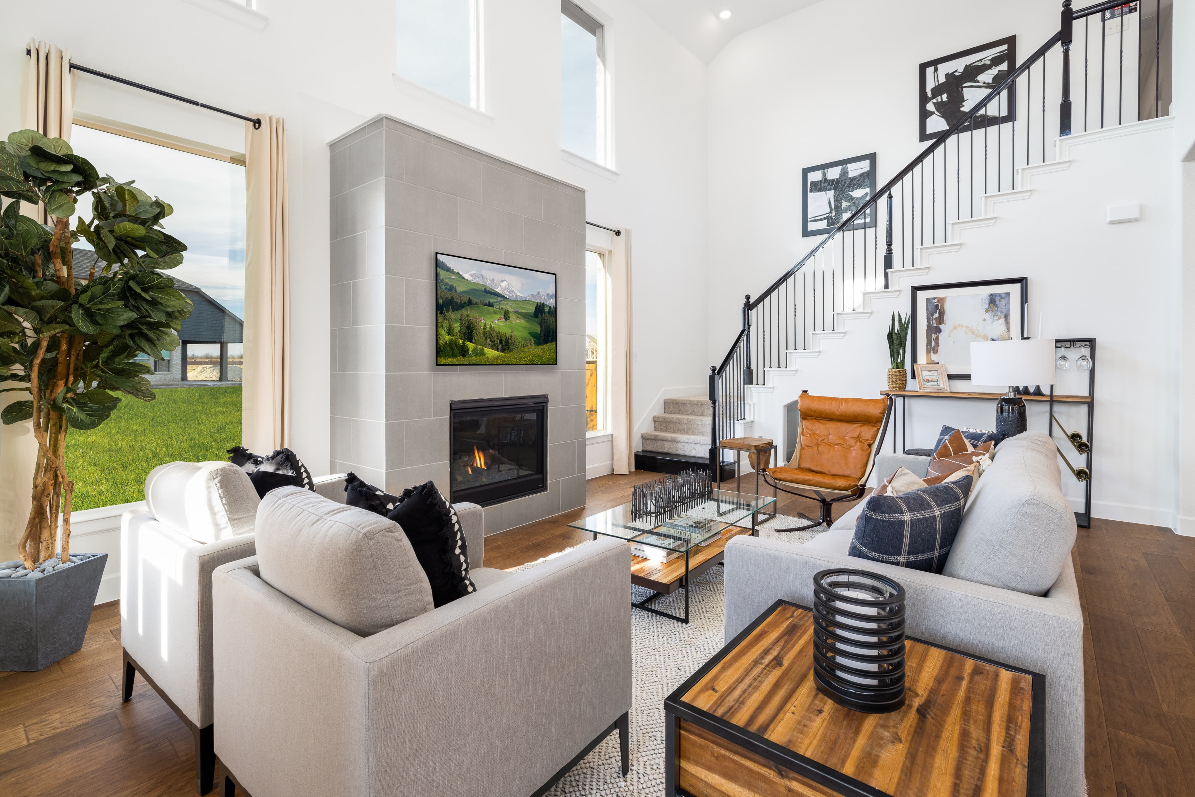 great room with fireplace