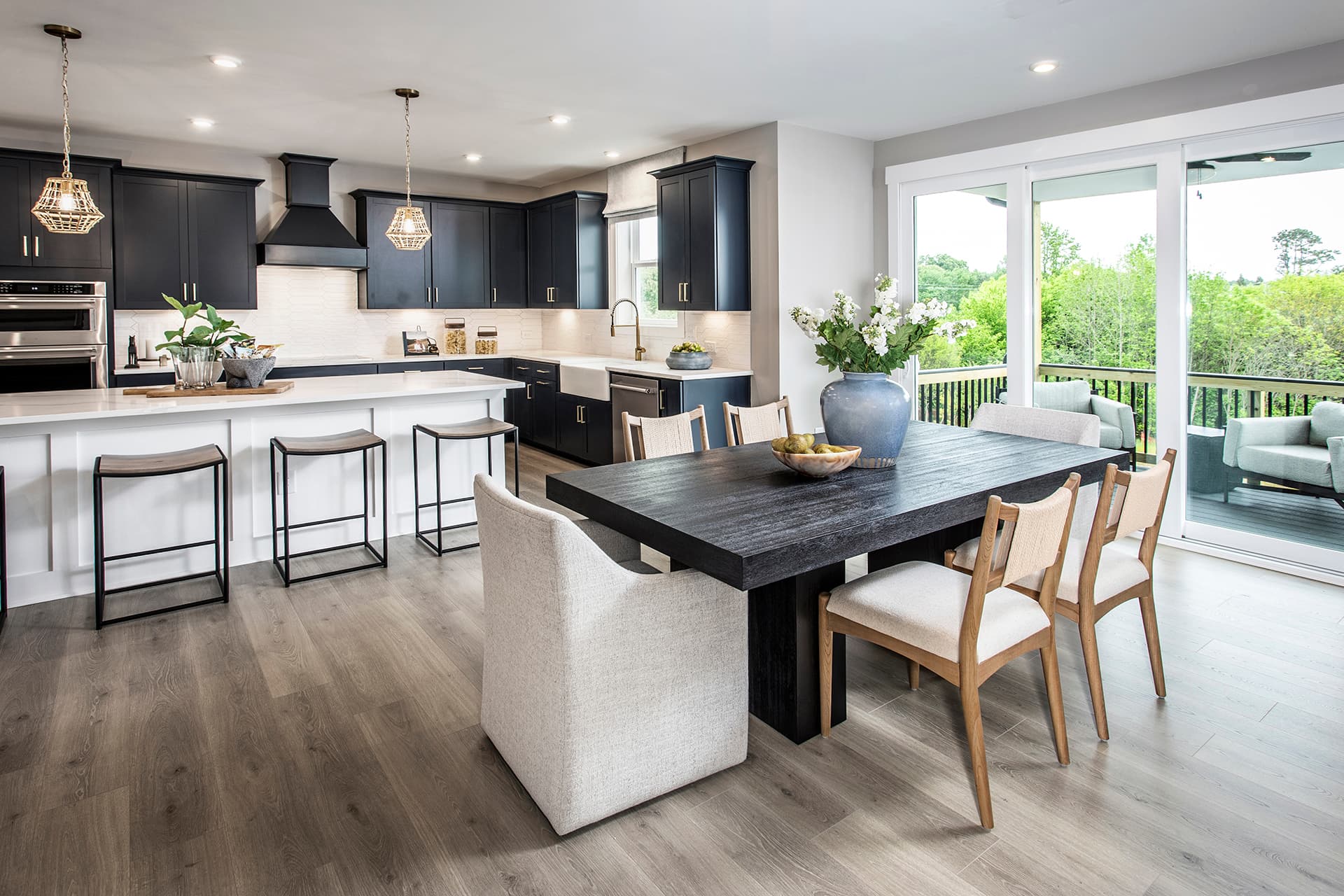 dining room open to great room and kitchen