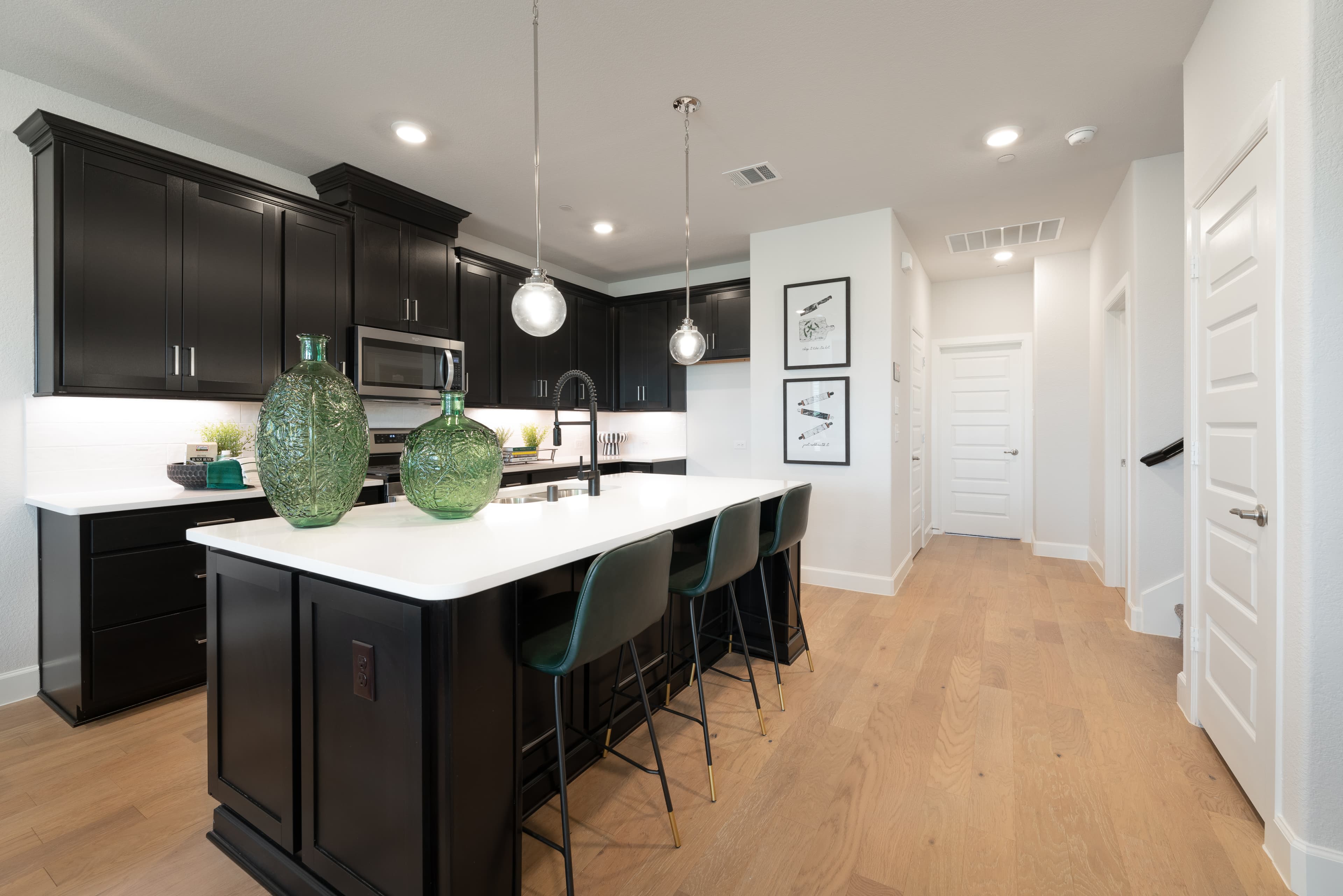 kitchen with black cabinets 
