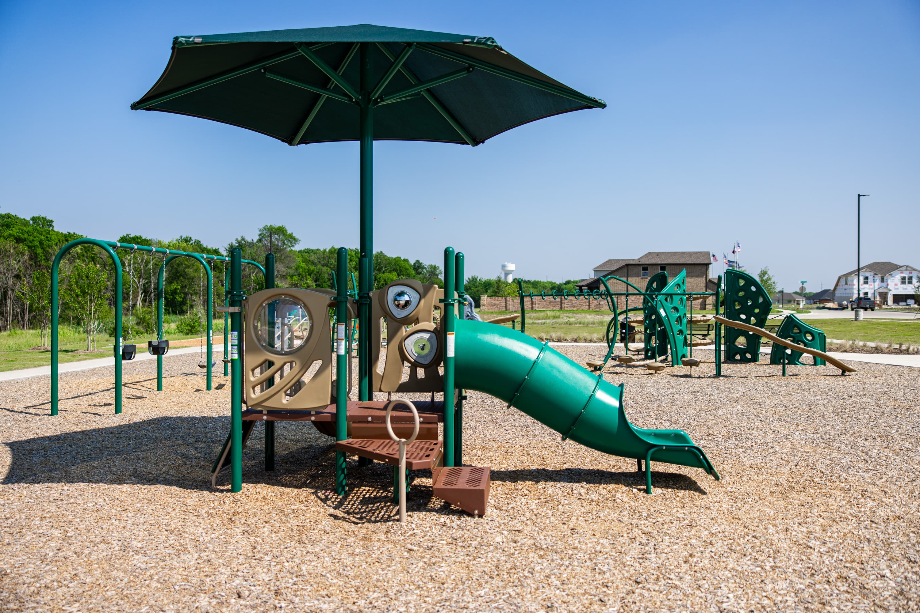 playground with slide and swings