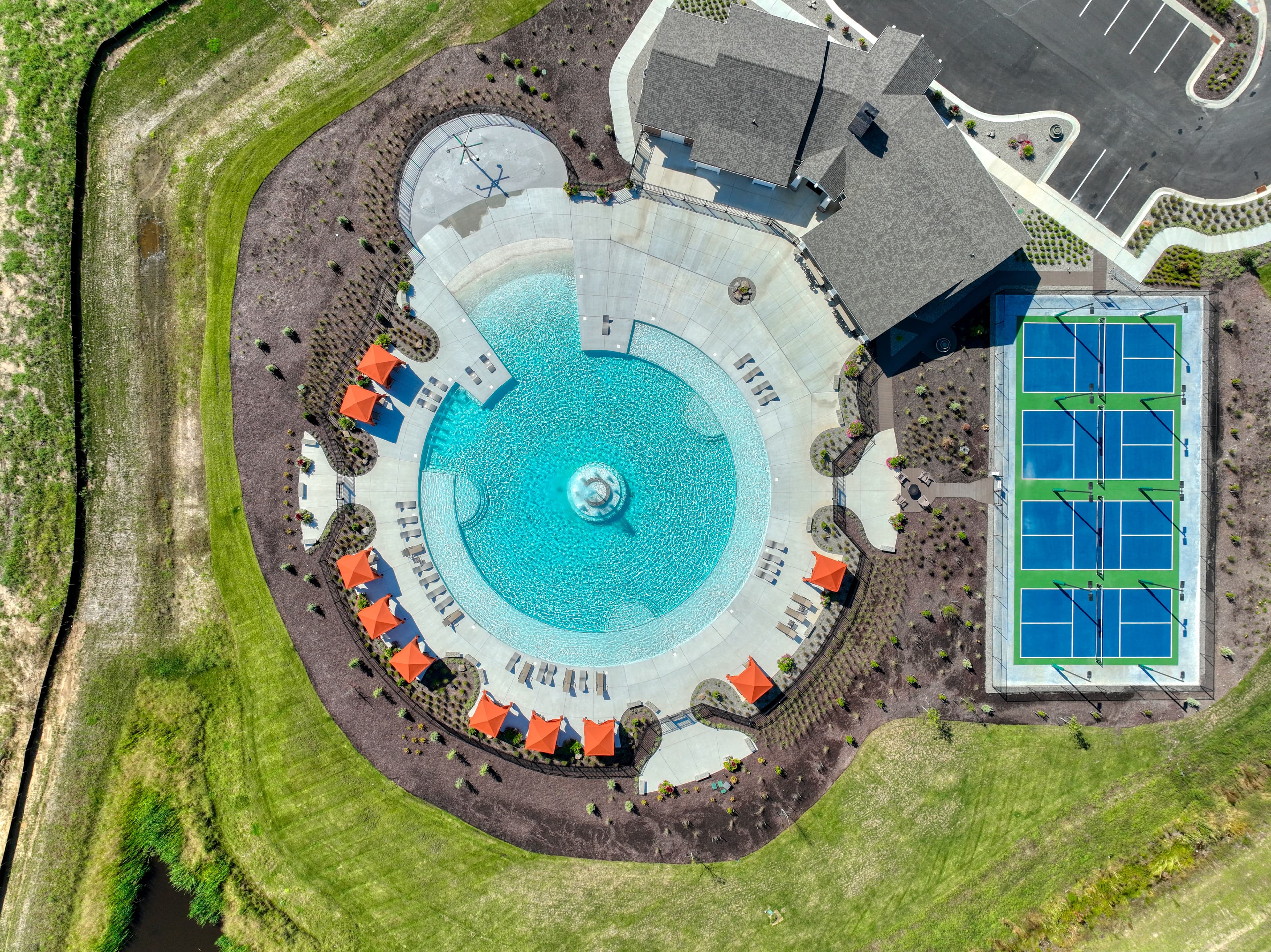 aerial view of the community pool