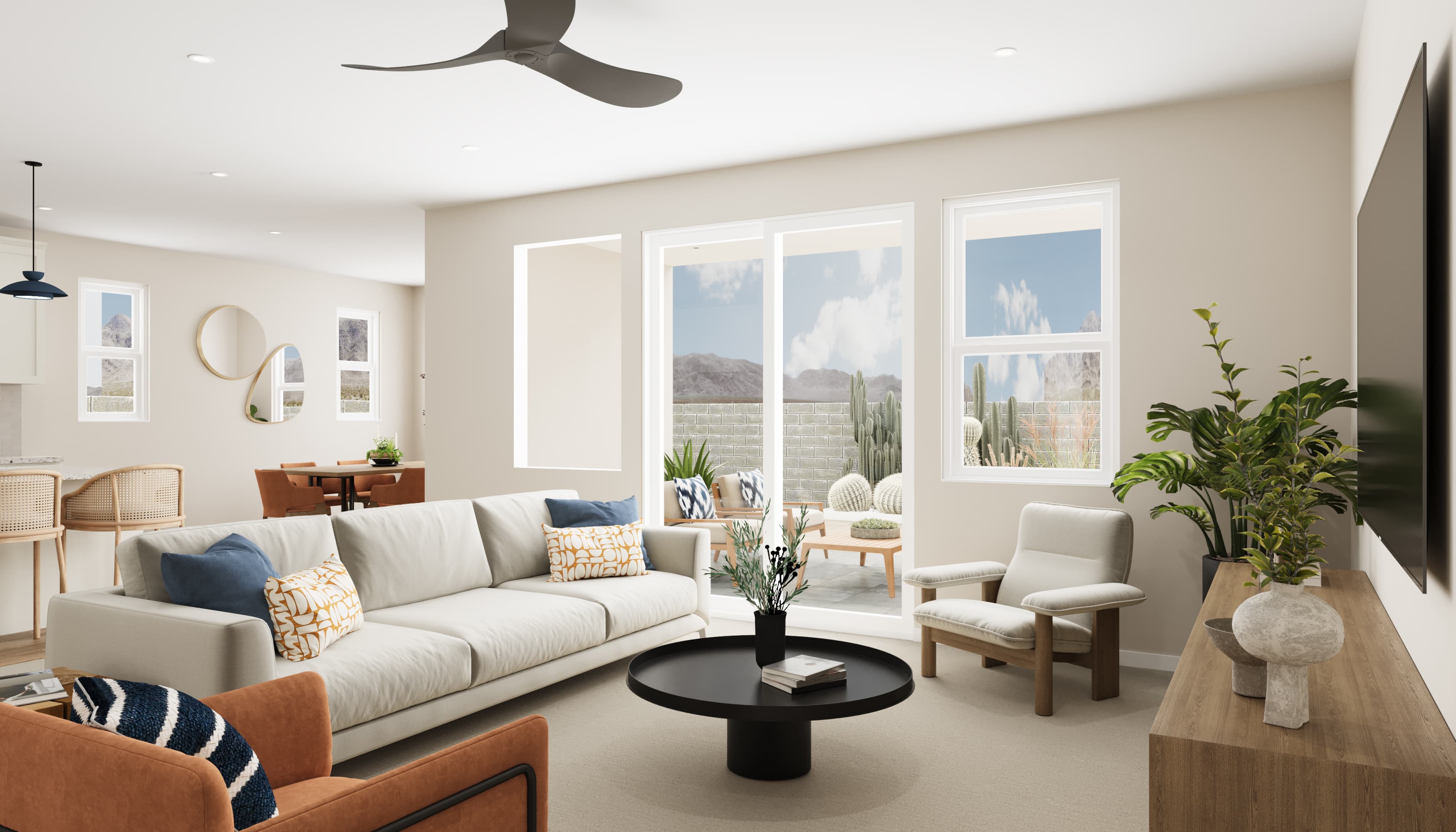 open-concept layout with windows for natural light