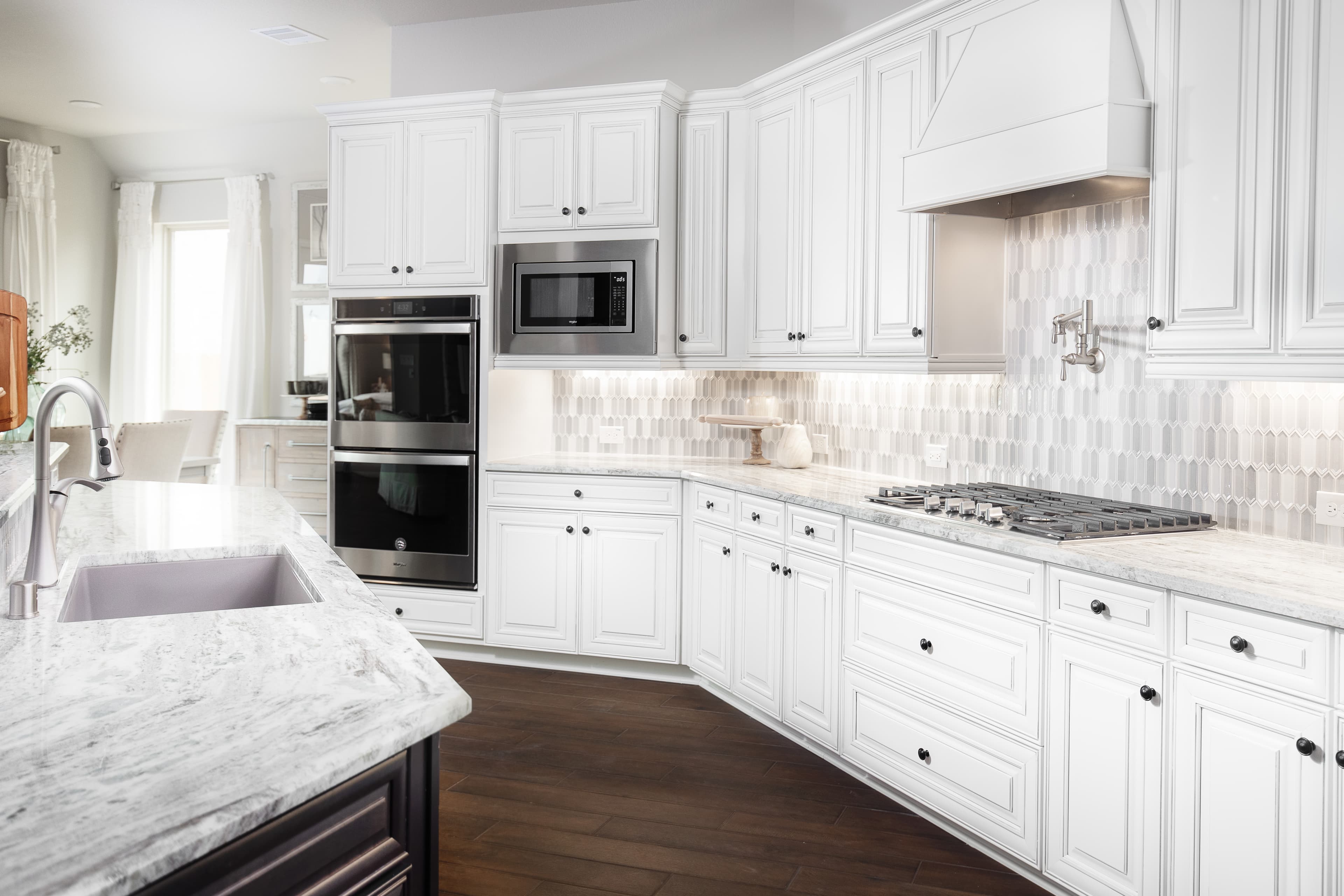 kitchen with white cabinets