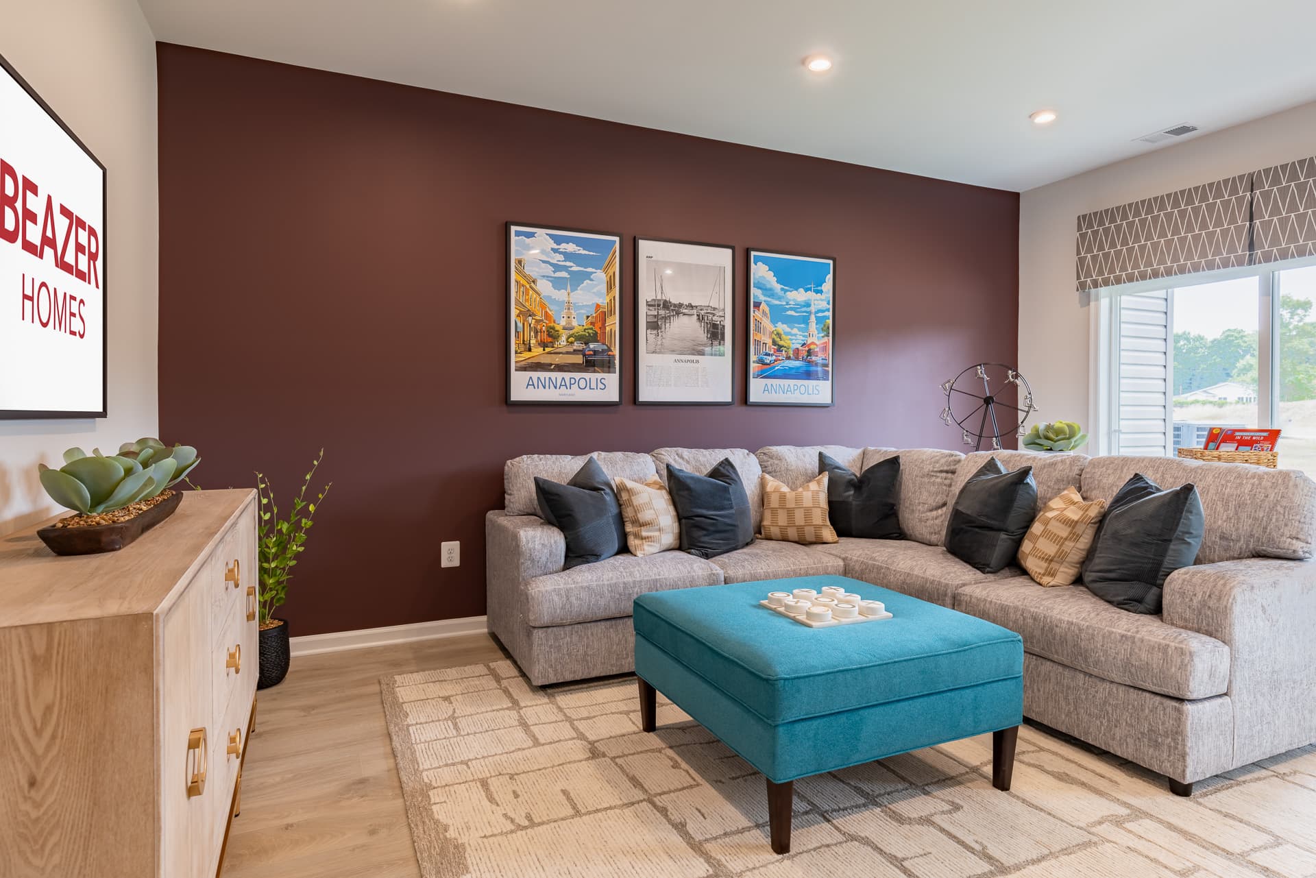 recreation room with a sectional couch