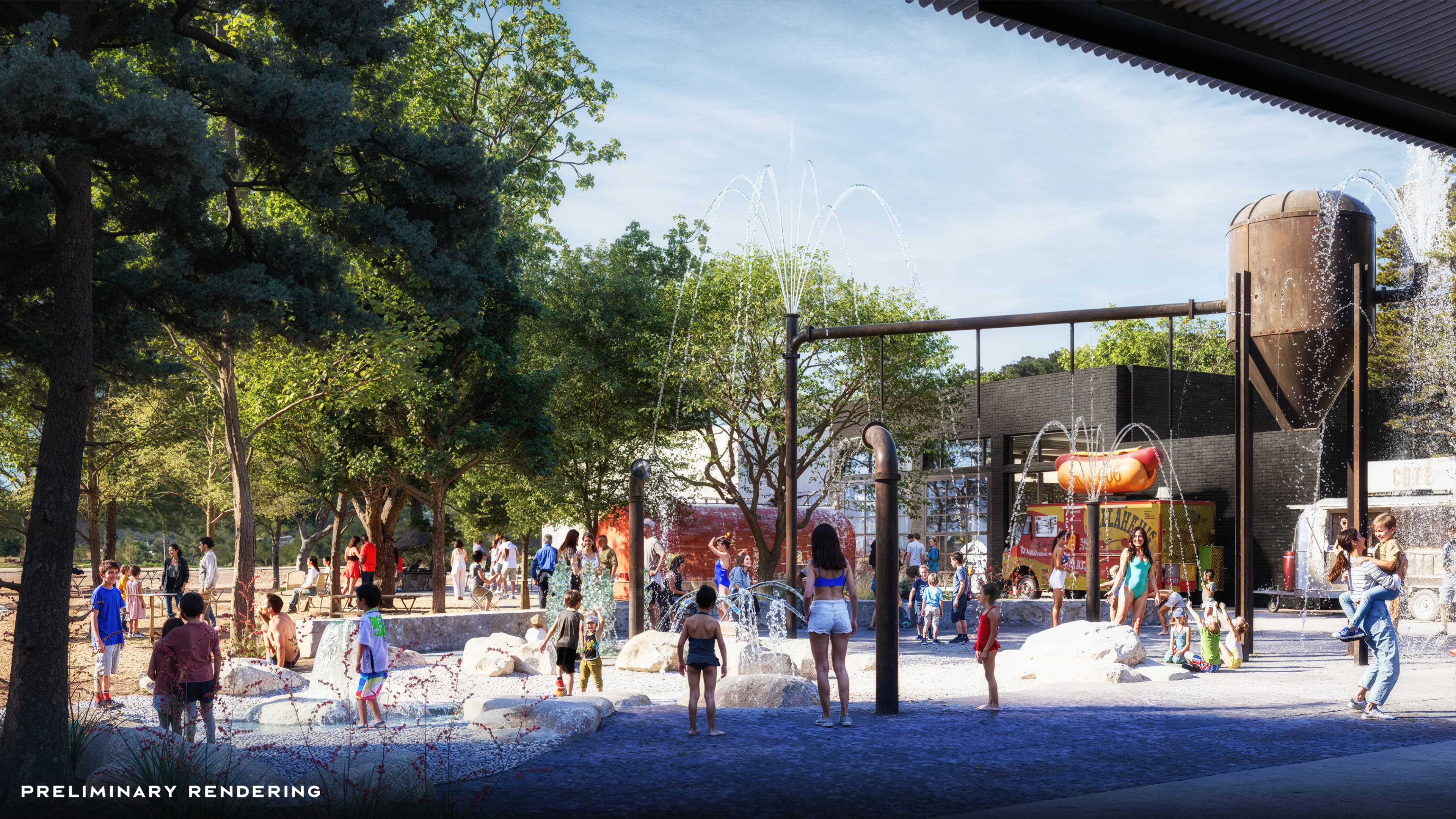 splash pad with food trucks 