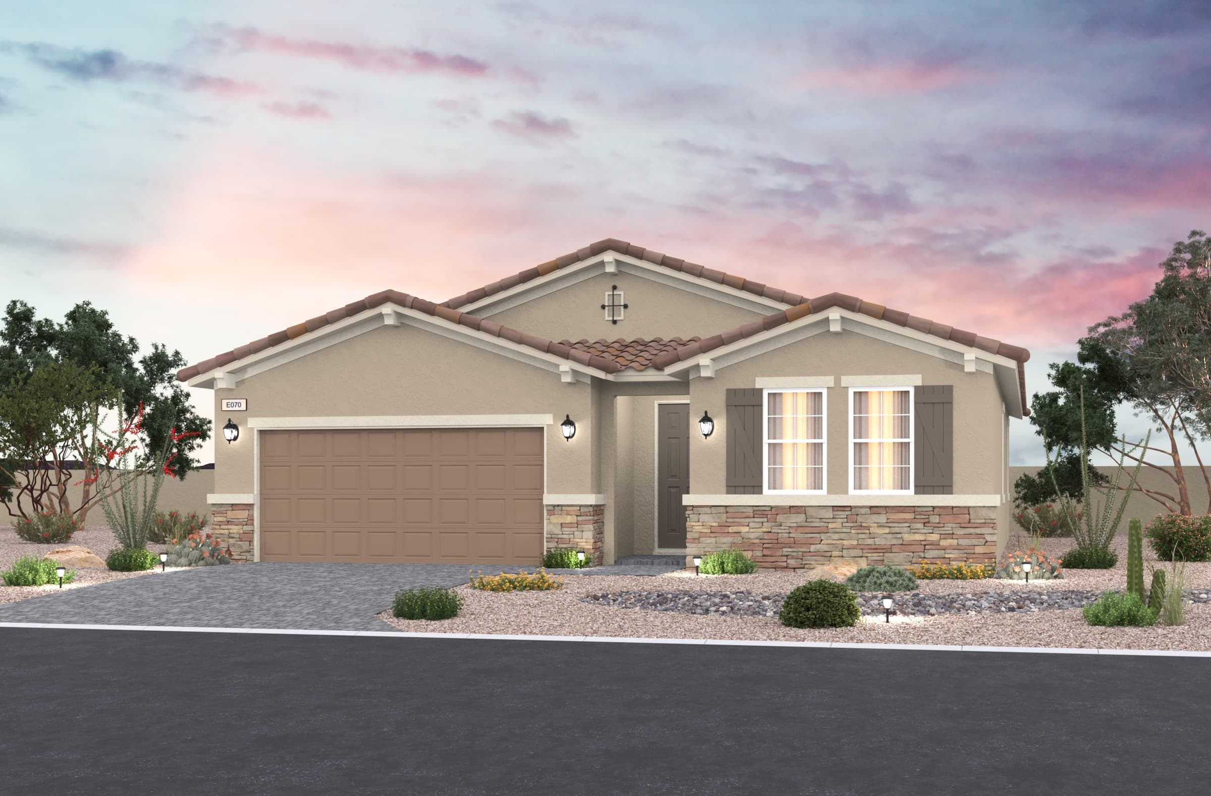 exterior with two-car garage and driveway