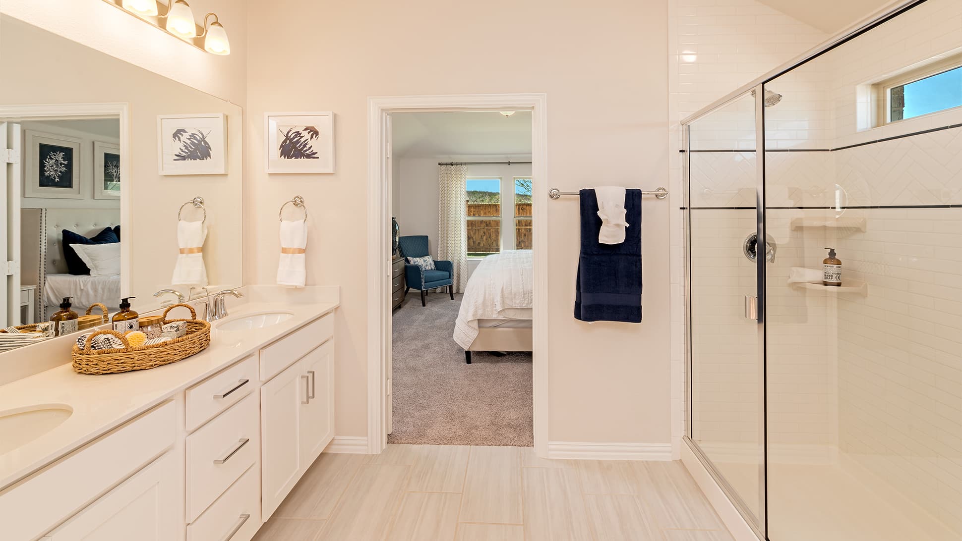 primary bathroom with a large walk-in shower