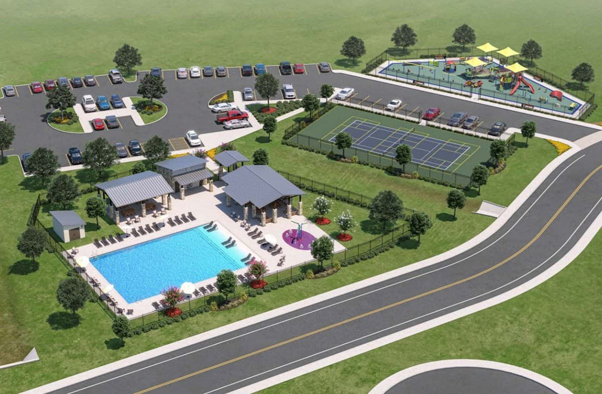 future amenity center including a pool & playscape