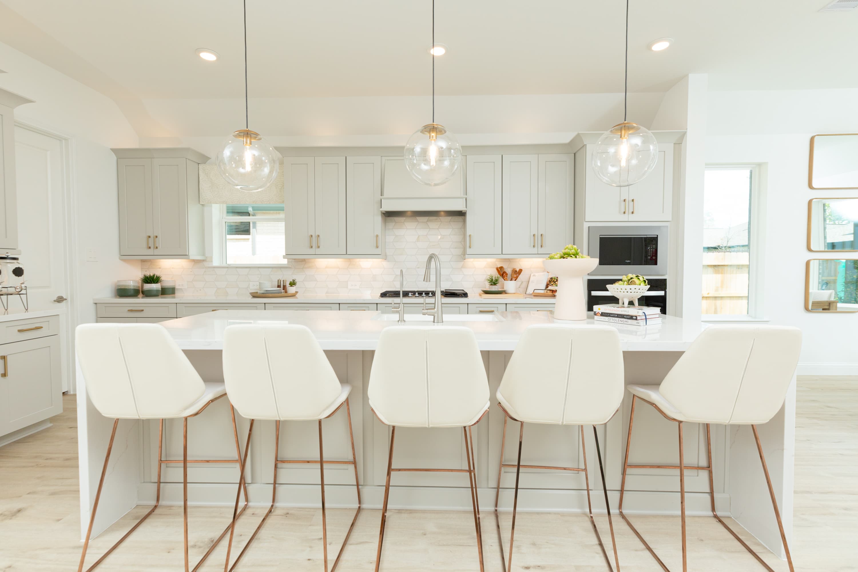 kitchen with large island and sink-adjacent window