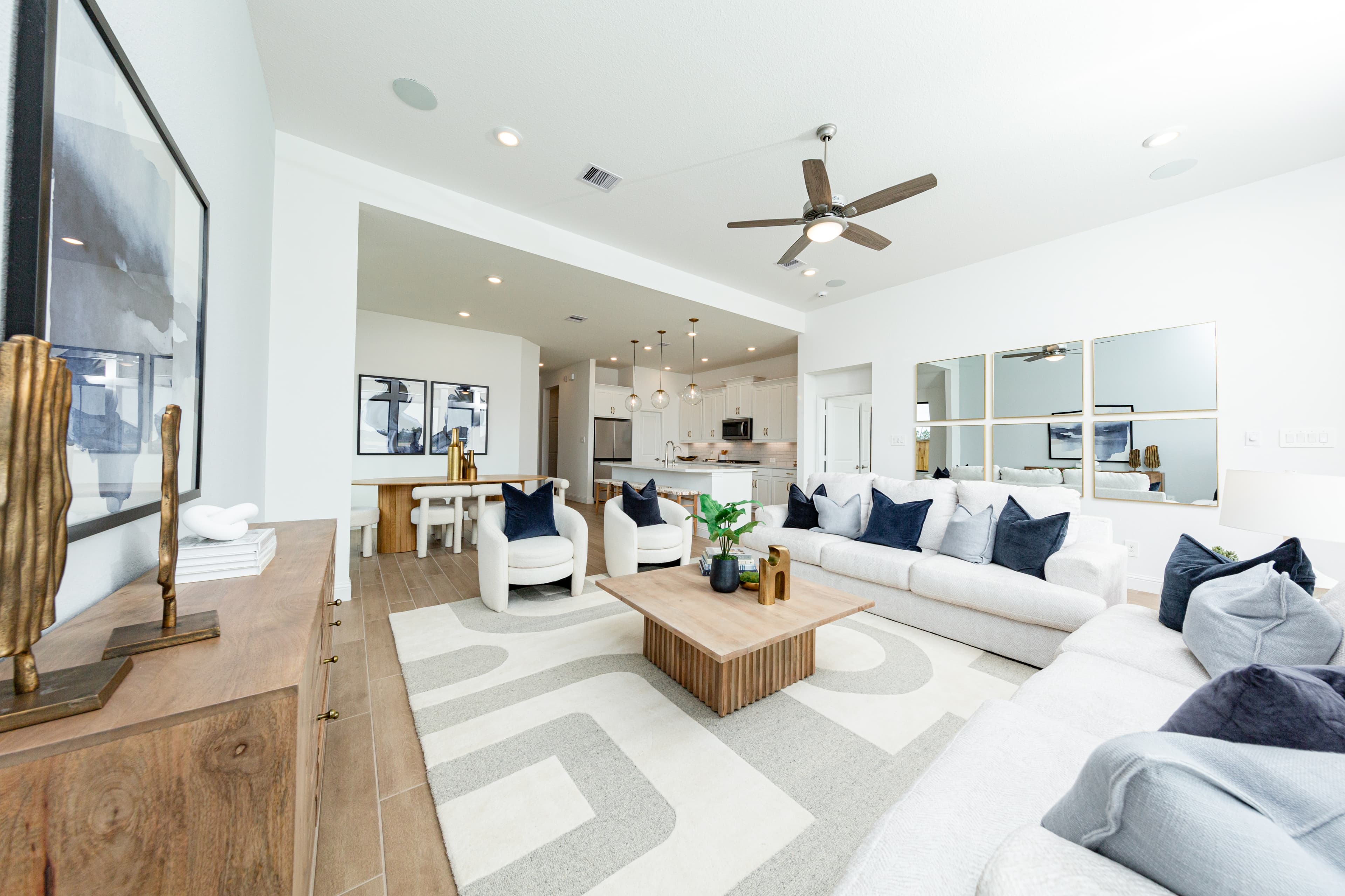 open concept living area with high ceilings