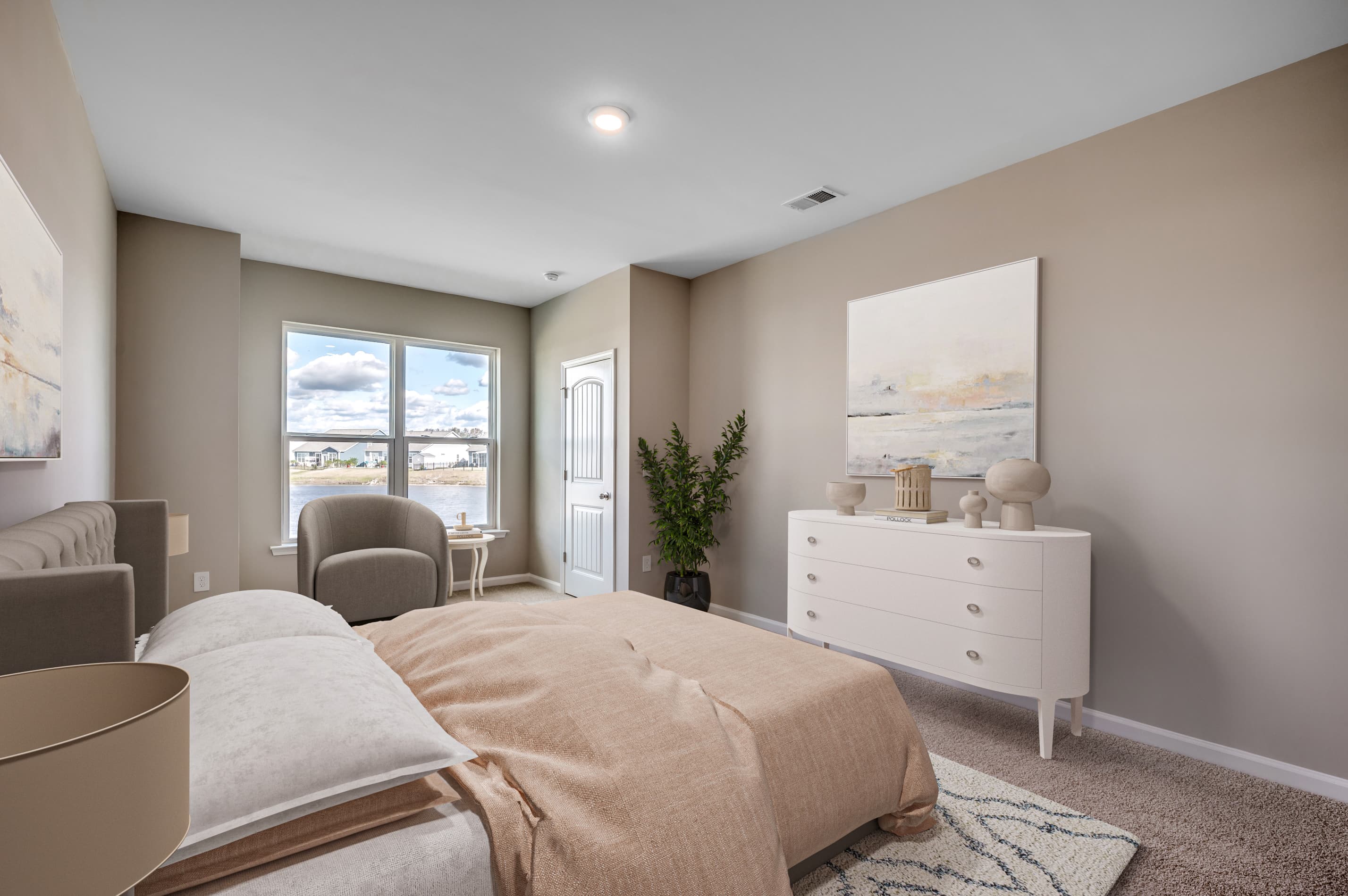 tan walls and carpeting throughout