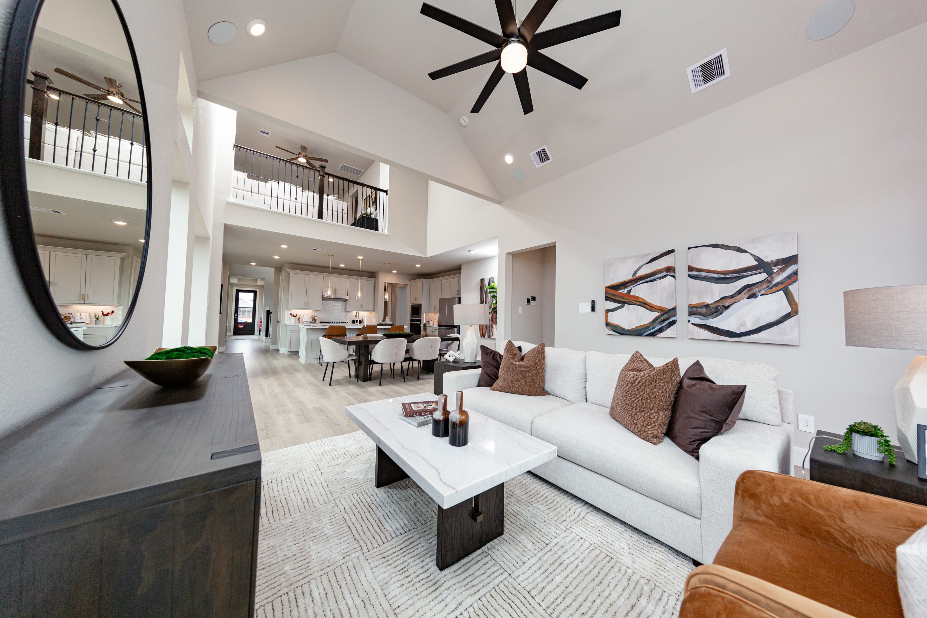 great room with sofa and coffee table