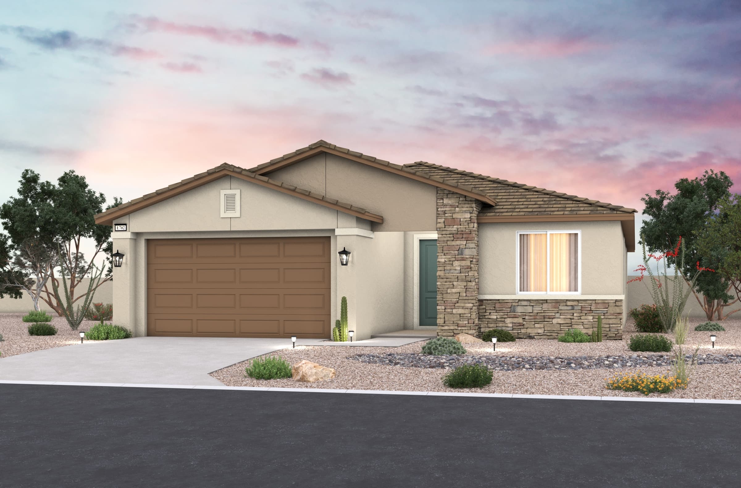 home exterior with stucco & brick