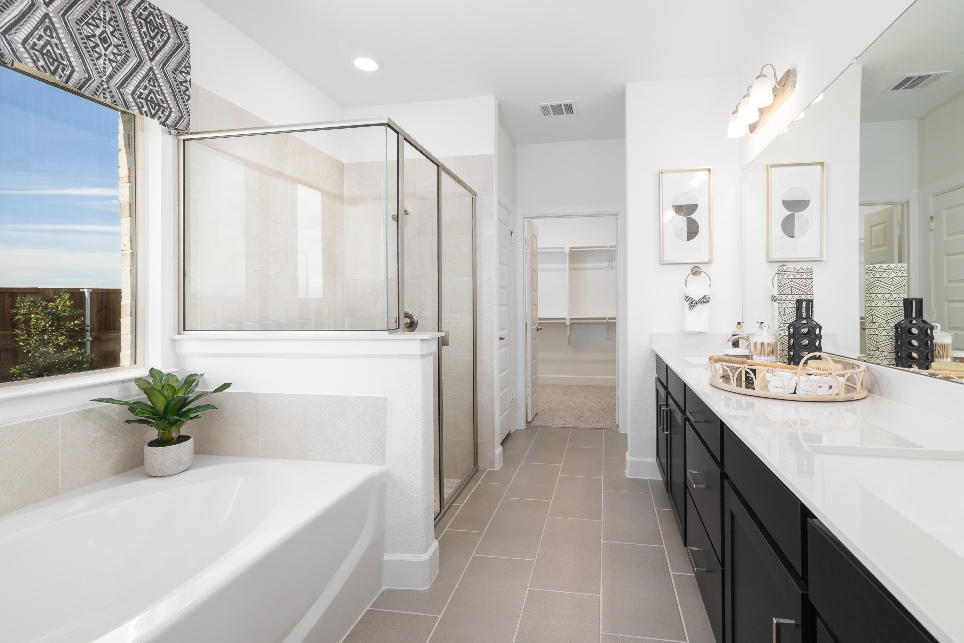 large primary bathroom with double sinks