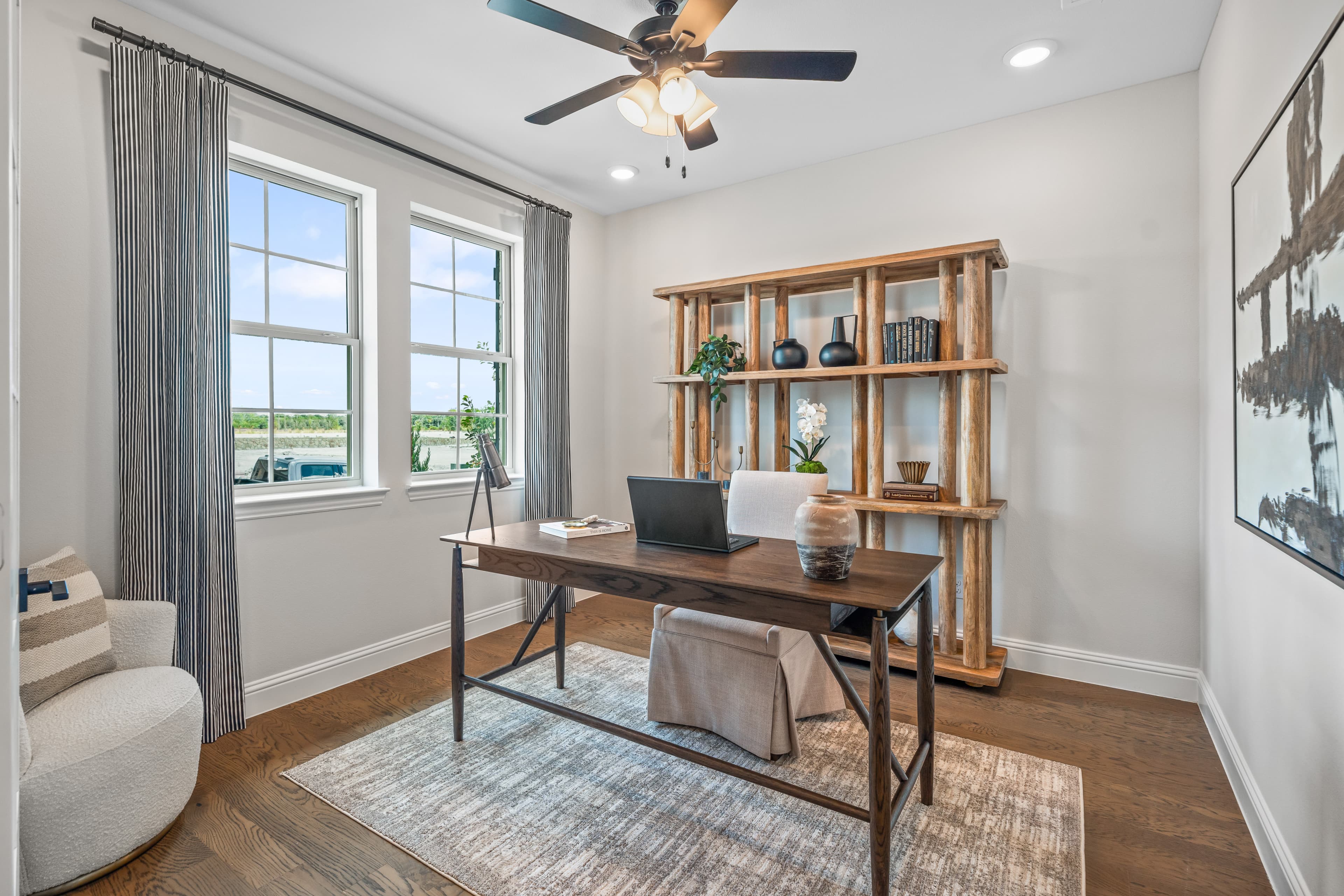 private study with hardwood floors