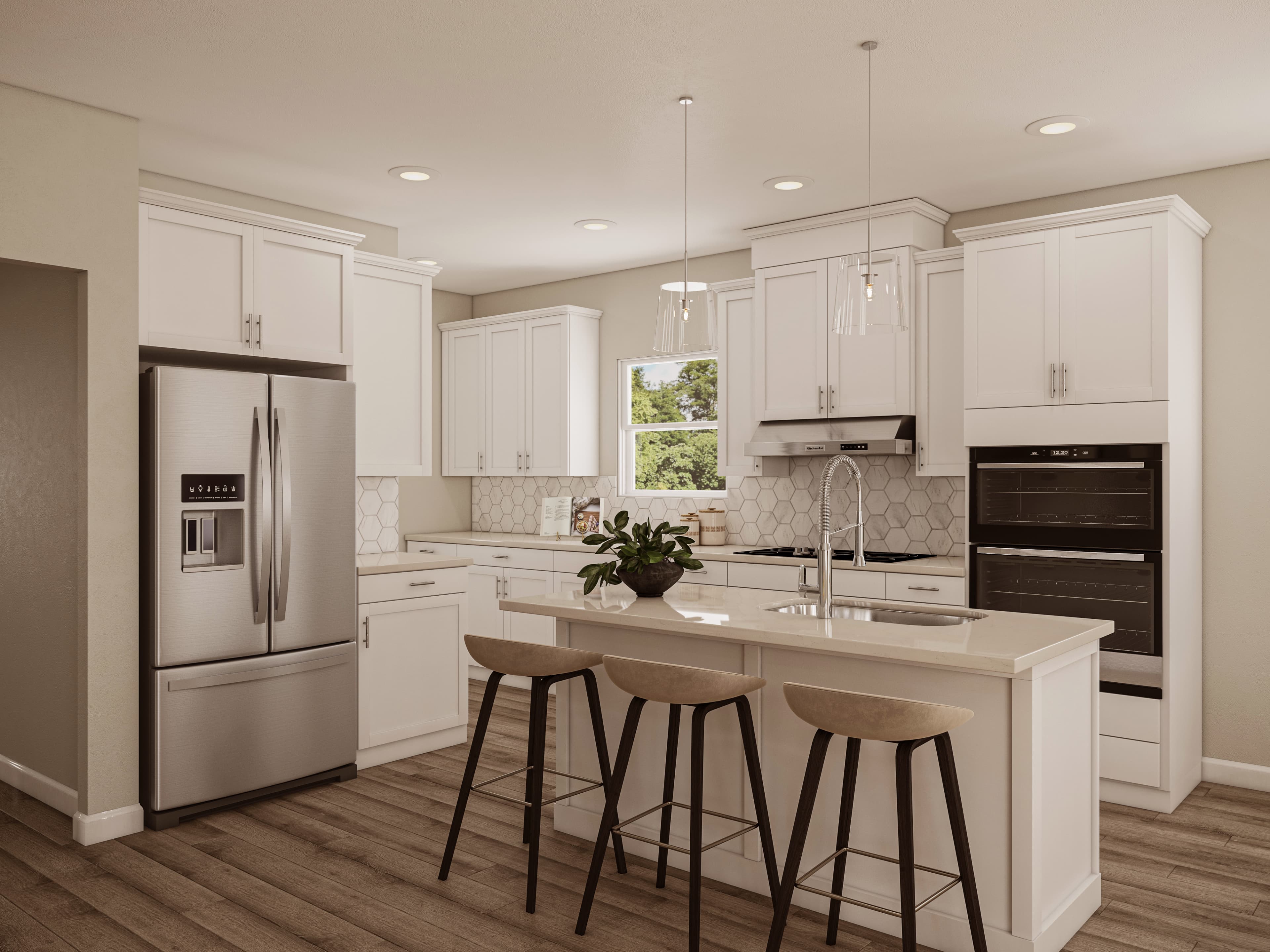 kitchen with white cabinets and hardwood floors