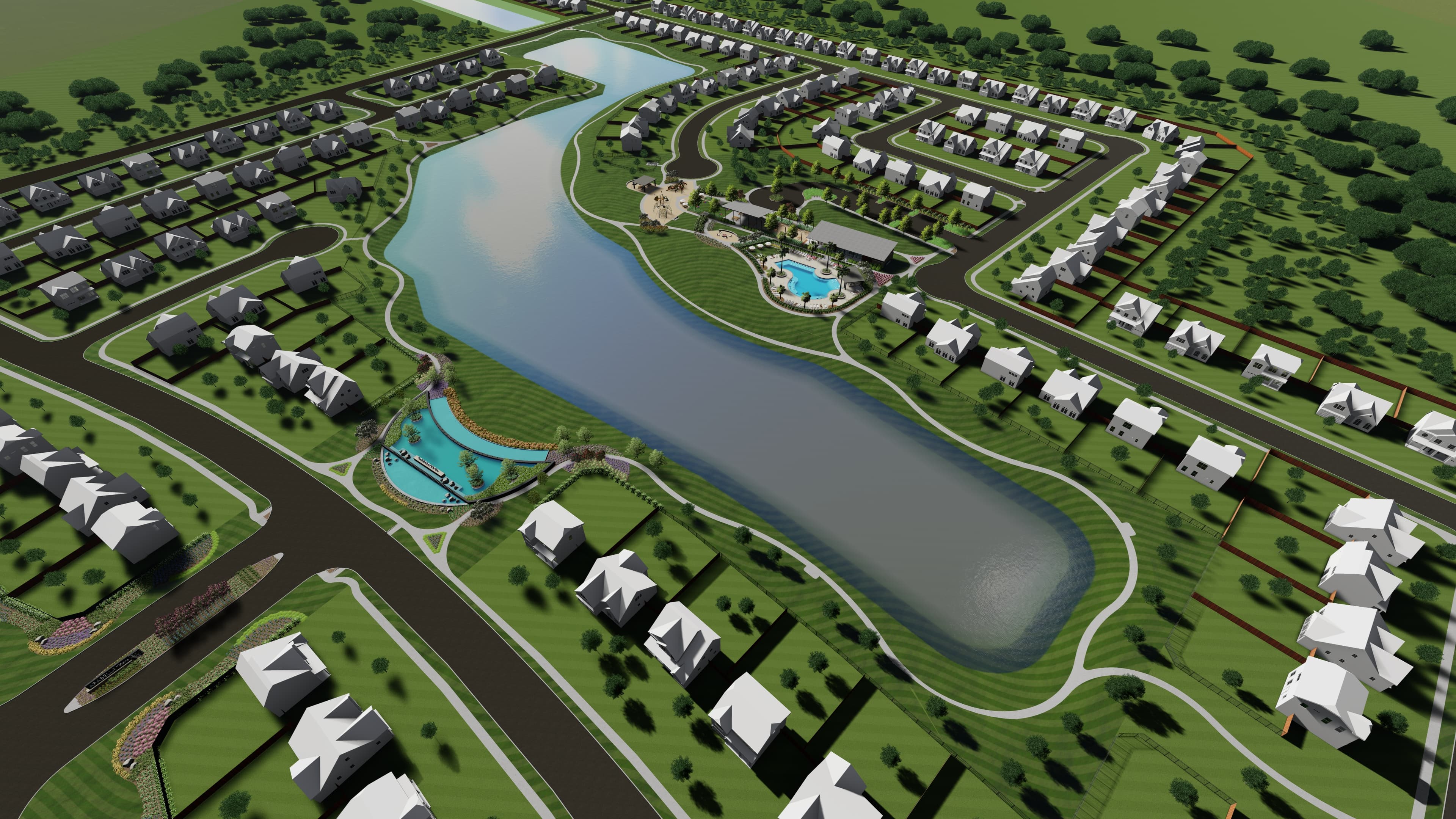 neighborhood with pocket parks and walking trails 