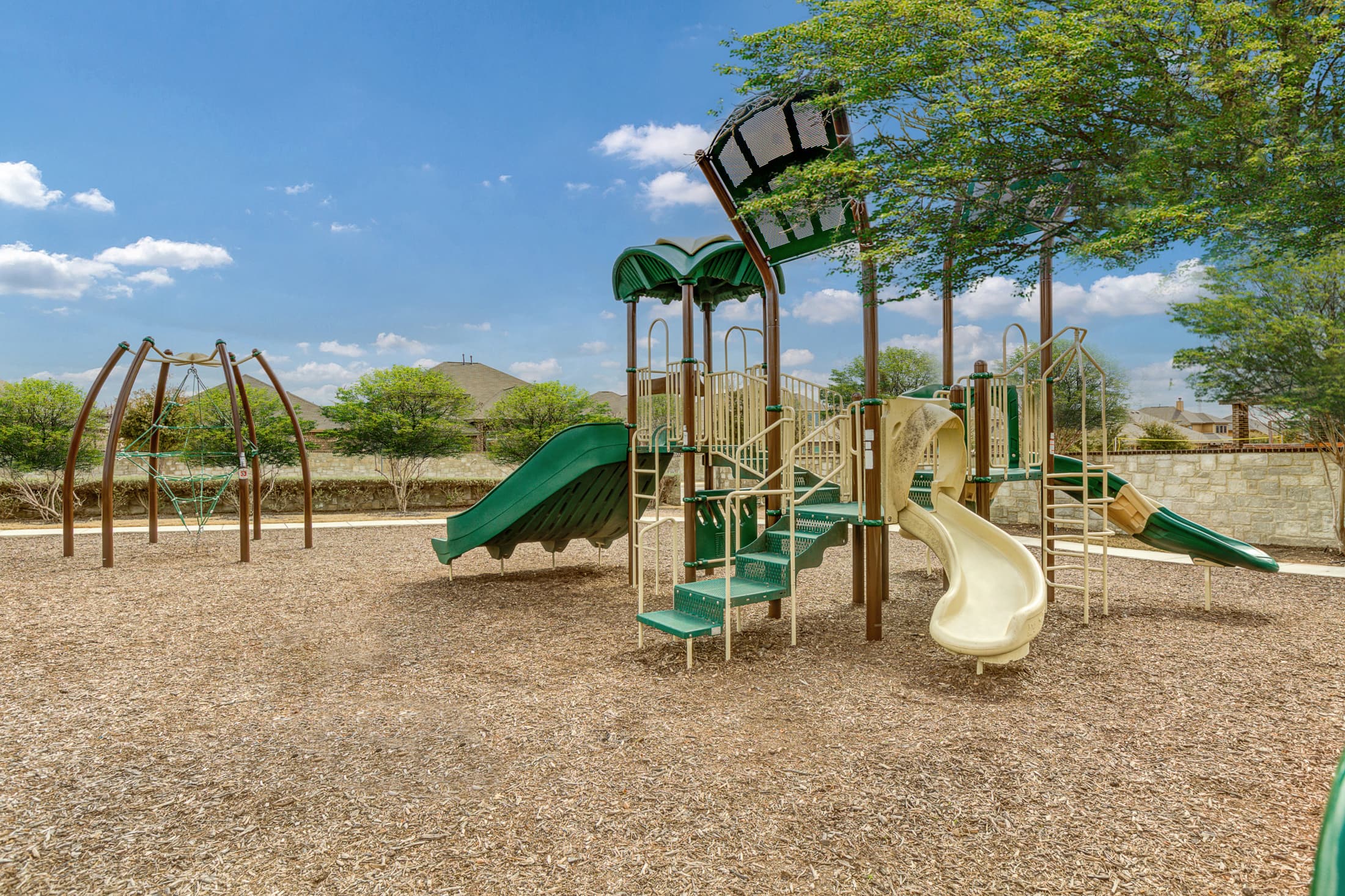 playground on mulch with slide & stairs 