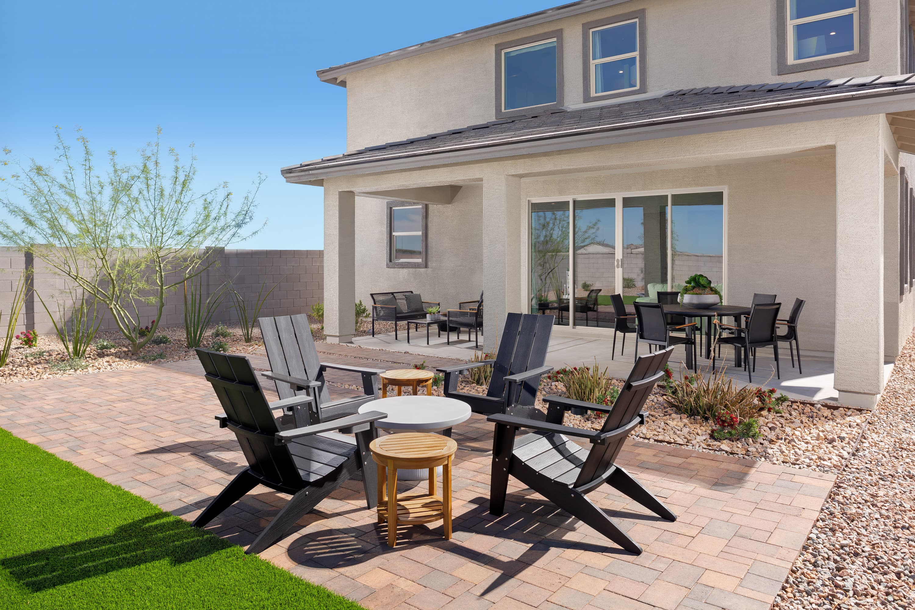 large backyard with covered patio