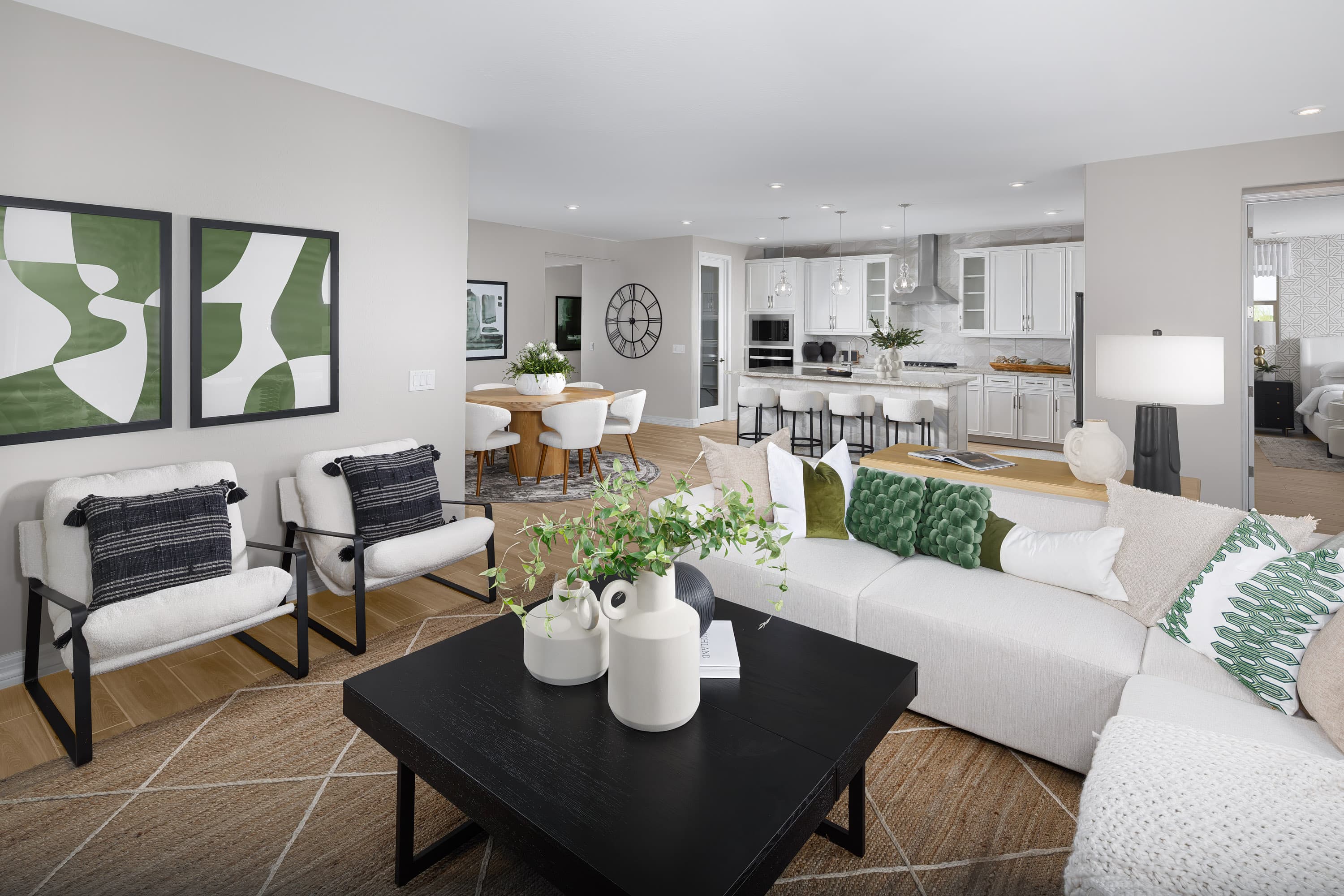 sectional with coffee table and accent chairs