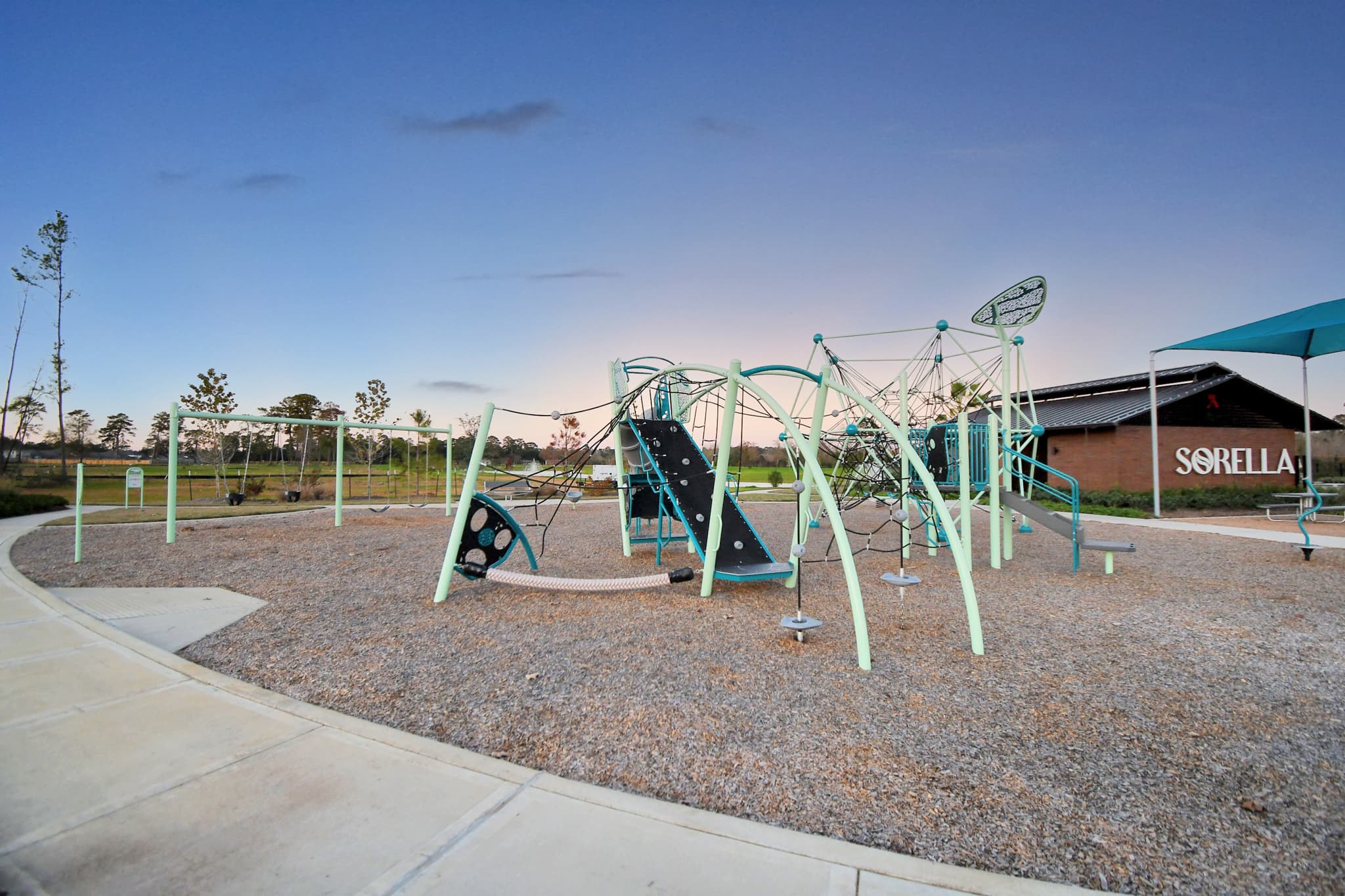 playground on mulch with slide & stairs 