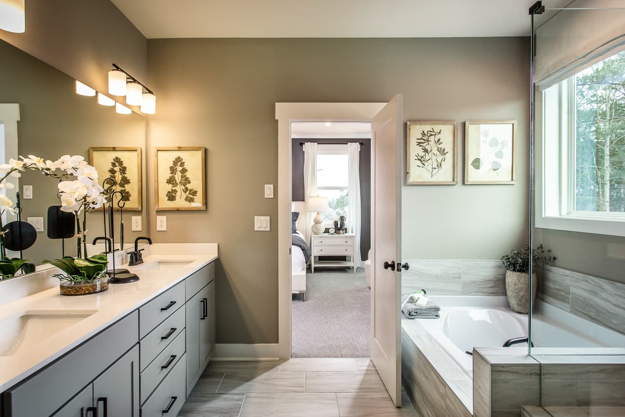 primary bathroom with separate shower & tub