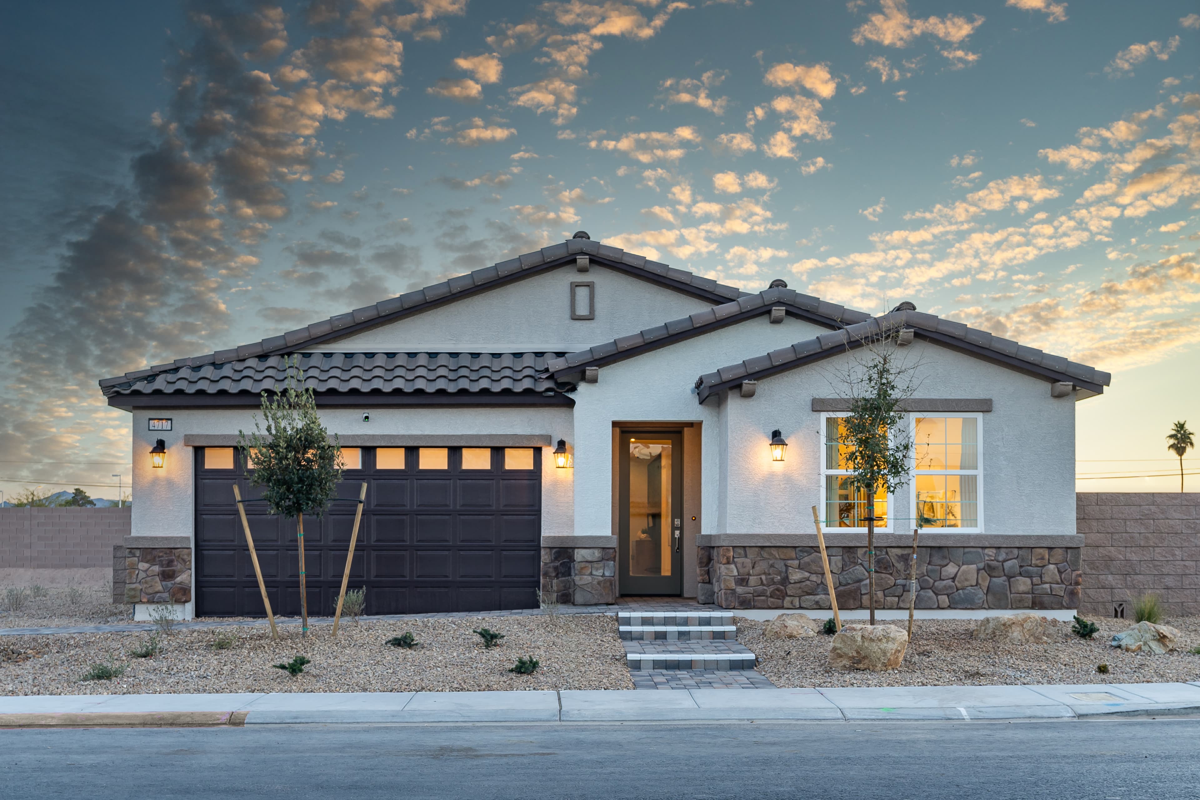 single-story home with desert landscaping