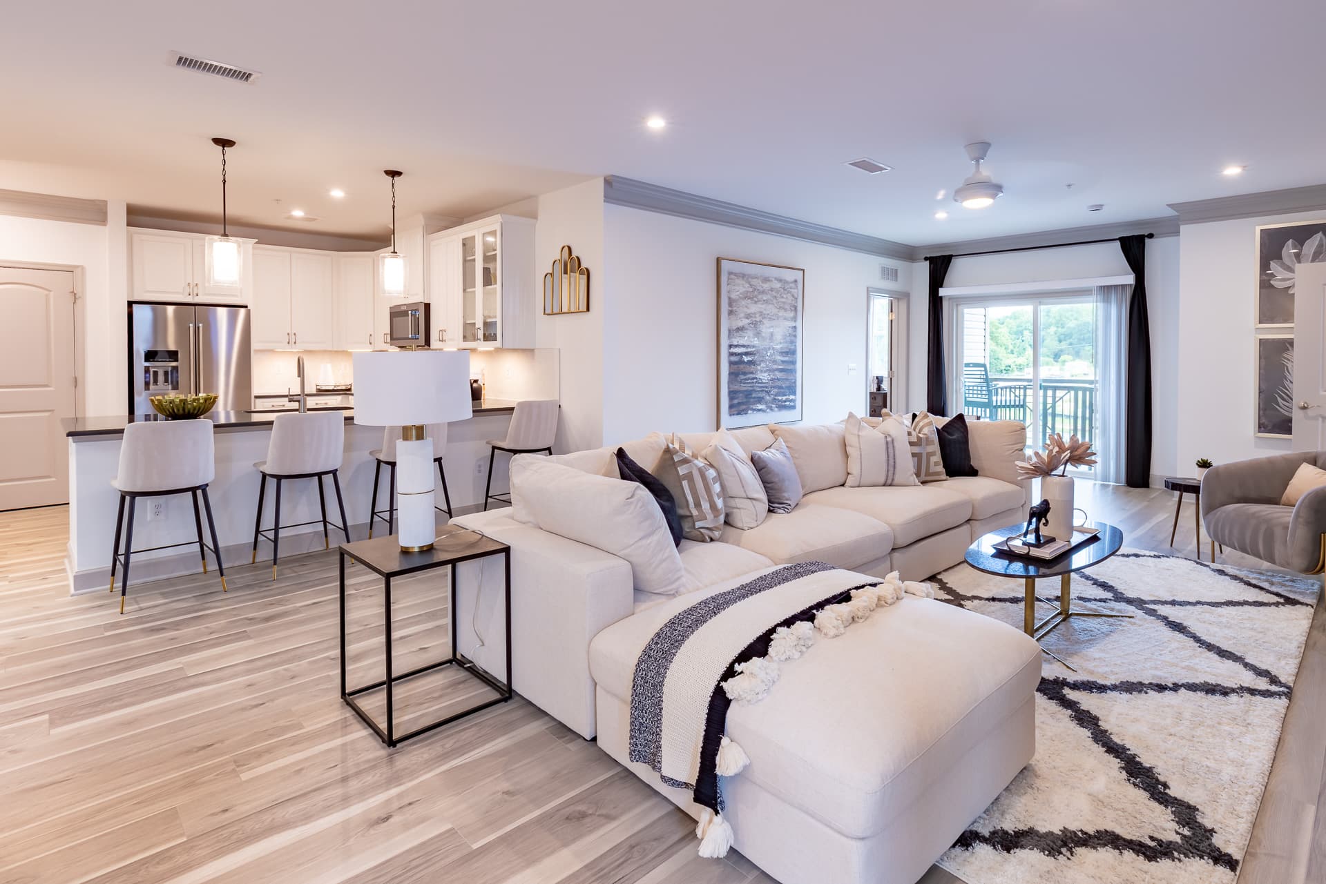 living room connects to the breakfast area